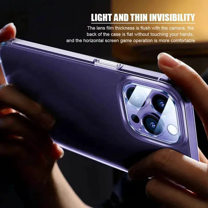 Camera lens protector for purple iPhone Pro Max by Simples Market; clear, ultra-thin lens film