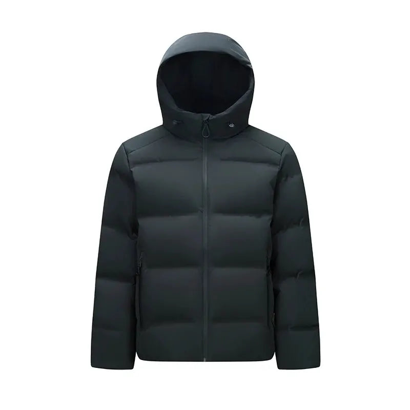 Semir men's down jacket, dark green hooded puffer with front zipper