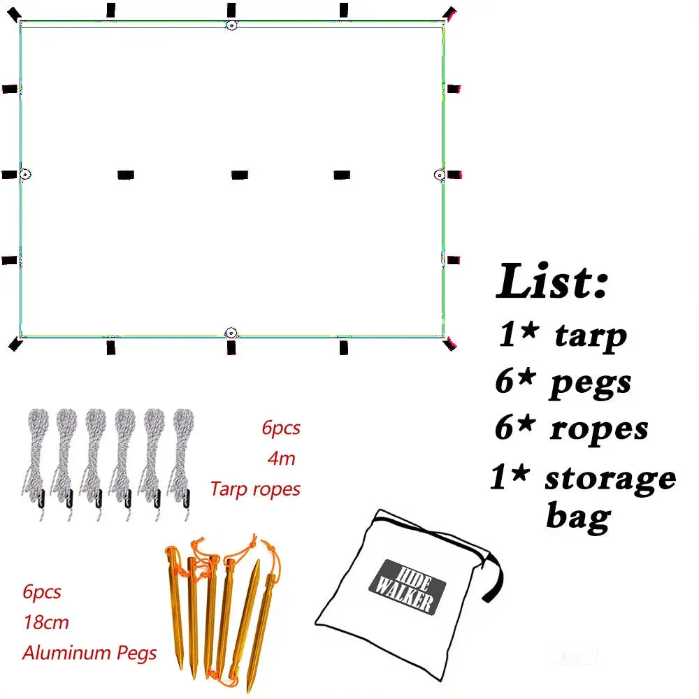 Waterproof Tent Tarp With 19 Hang Points For Outdoor Camping Survival Shelter Sun Shade Awning 4x4 3x3 3x4 Lightweight