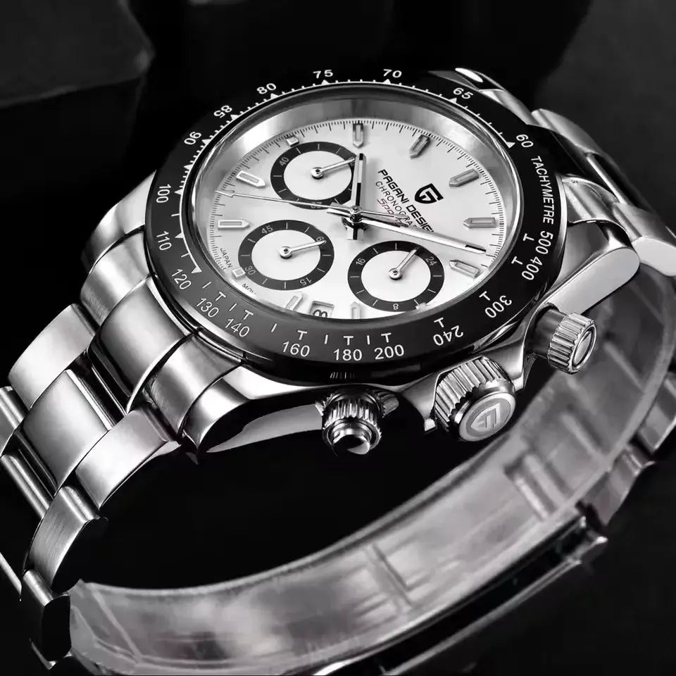 Pagani Design V2 40mm Classic Business Quartz Watch with Multi Time Zone Chronograph Sapphire Crystal for Men