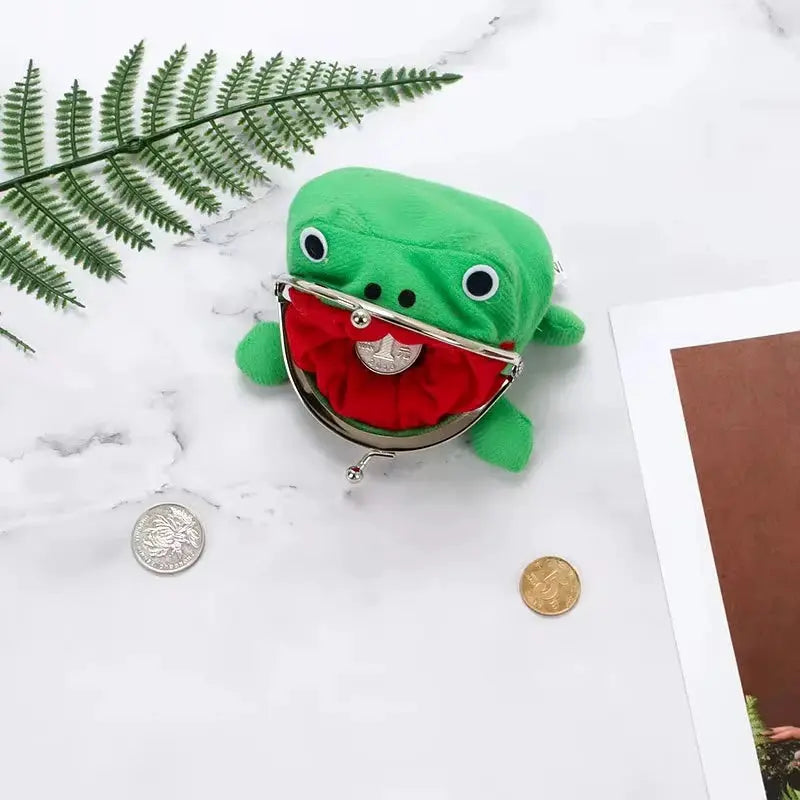 Cute Anime Frog Purse With Kissing Lock Plush Frog Shape Bag For Women Role Play Accessory