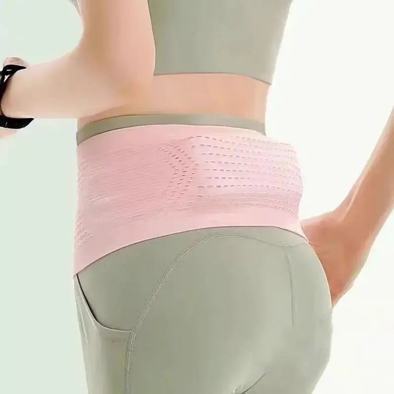 Seamless Invisible Running Waist Belt Bag, pink, unisex fitness fanny pack for mobile phones.