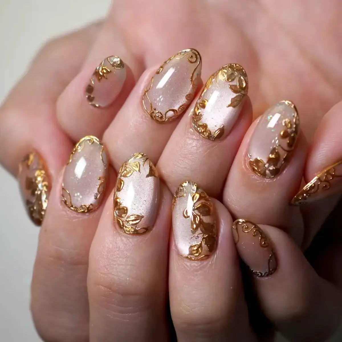 Glamora French Almond False Nails 24 Piece Press On Stiletto Tips With White Edge Design Glue Included For Wearable Glam