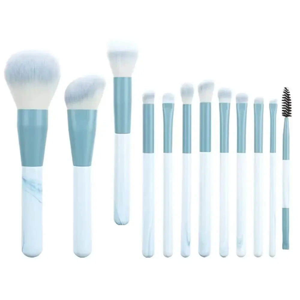 GlamourGlow 13 Piece Makeup Brush Set Soft Nylon Bristles for Flawless Eye Shadow Foundation and Blush