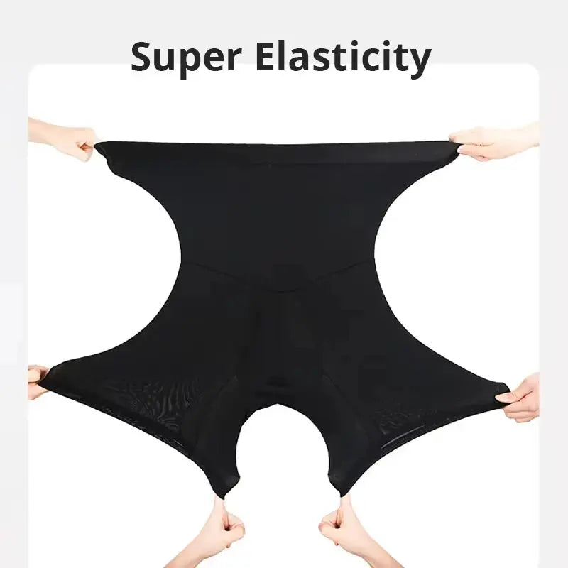 Men's tummy-control shapewear shorts, black high-waist compression underwear
