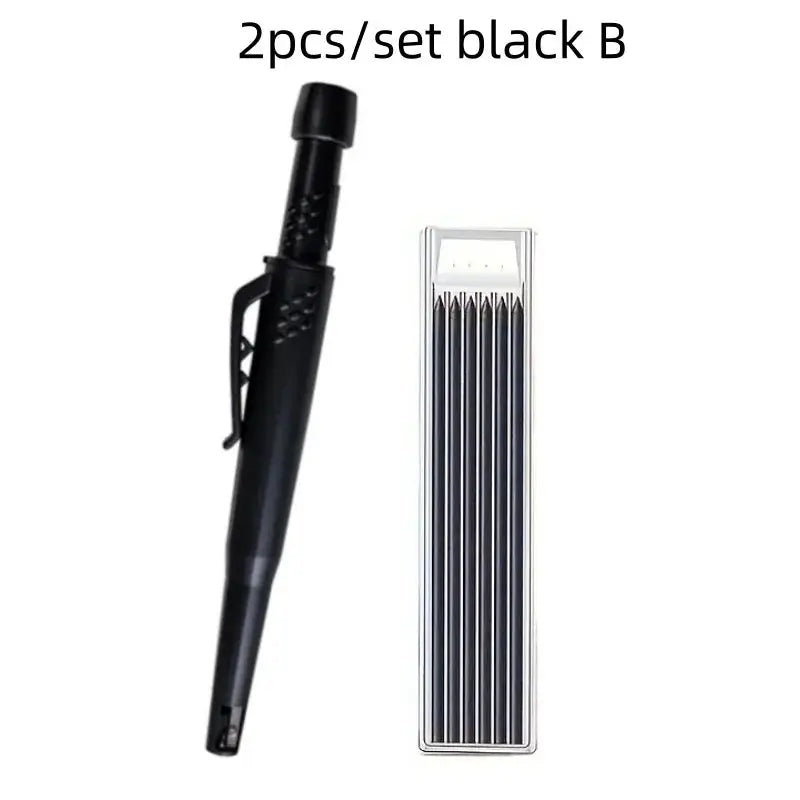 Simples Market 2pc black carpenter pencil set with built-in sharpener