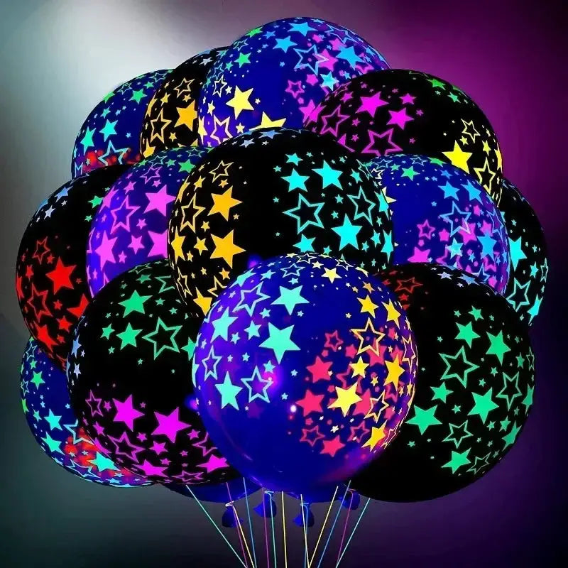 Happy Birthday Neon Glow Balloons Glow Under Blacklight Fluorescent Balloons For Neon 80s 90s Theme Party Decor