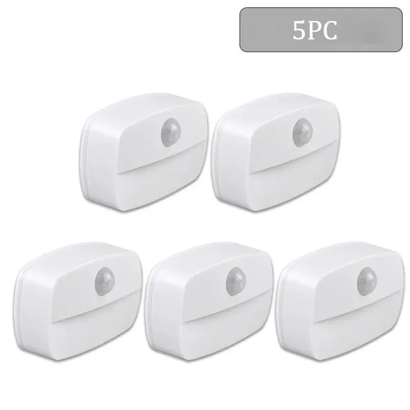 LED night light with motion sensor, 5-pack white battery-powered lamps by Simples Market