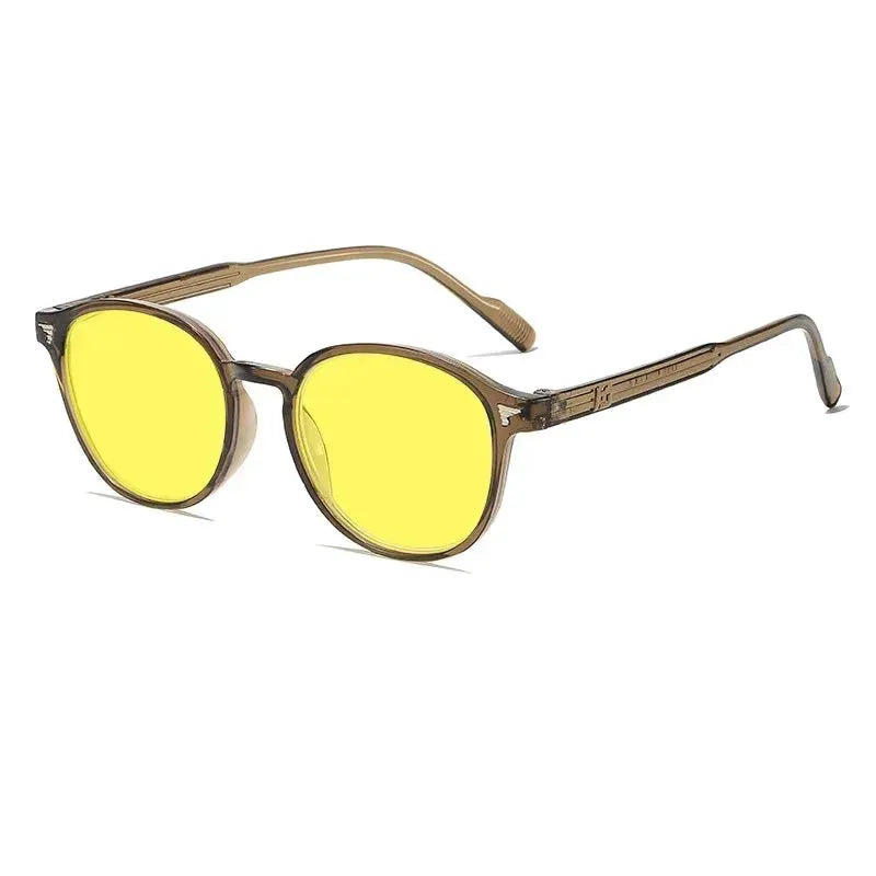 BlueGuard Ultralight Round Frame Yellow Lens Glasses For Night Driving Blue Light Blocking For Men And Women