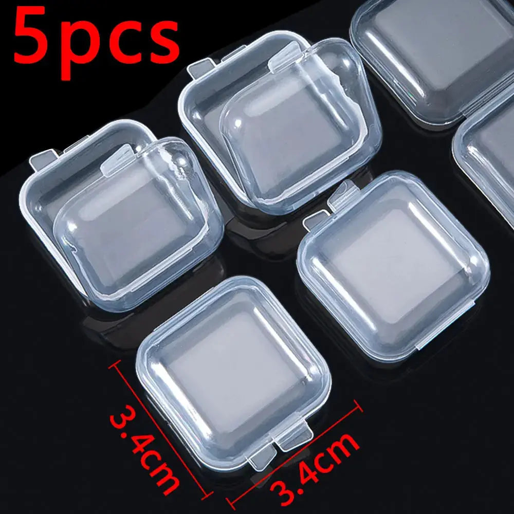 5 To 20PCS Mini Transparent Plastic Jewelry Storage Box Case Portable Earring Ring Earplug Organizer