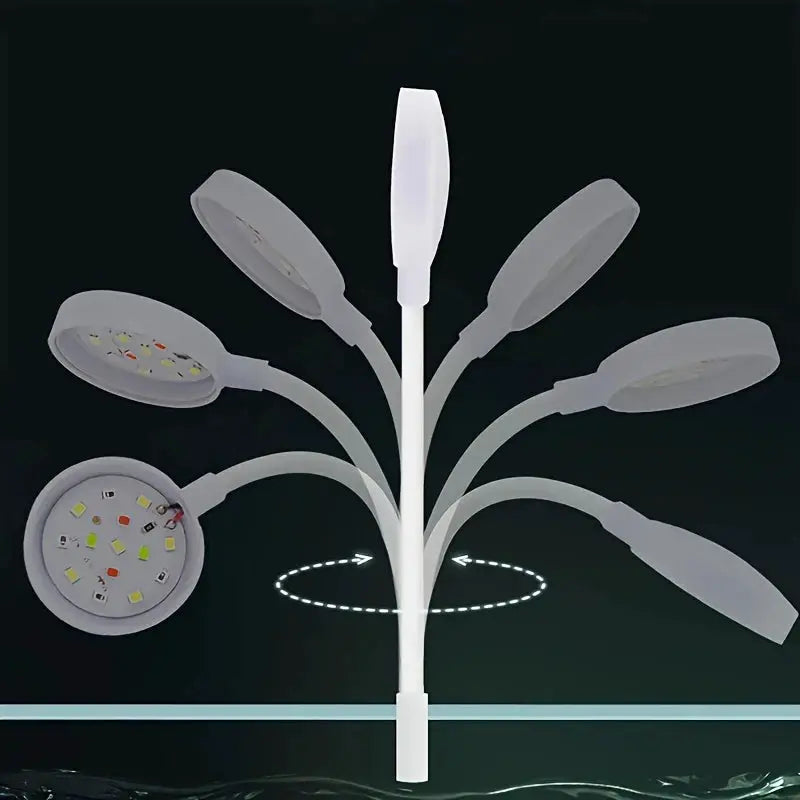 Aquarium Light USB Clip On Full Spectrum LED For Small Fish Tank With Adjustable 360 Degree Rotation
