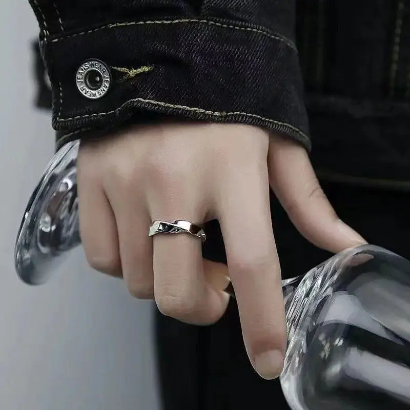 Mobius Wave Ring Silver Alloy Open Ring For Women And Men Retro Minimalist Jewelry Trend Accessory