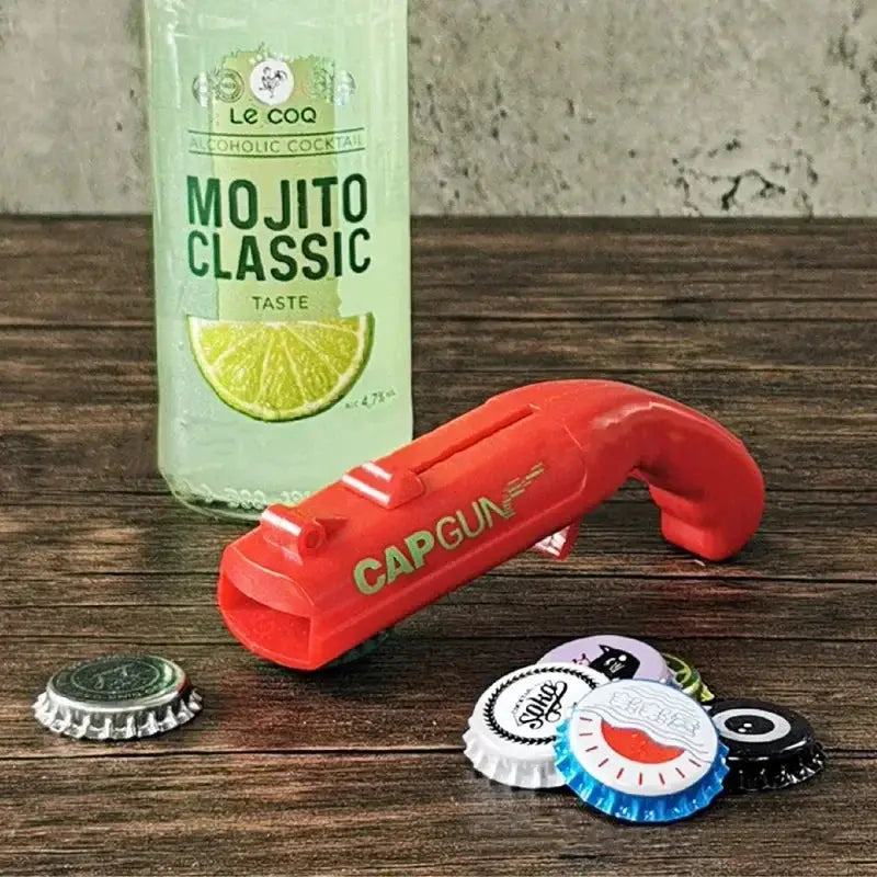 Cap Gun Beer Bottle Opener And Cap Launcher Portable Bar Tool For Parties And Gatherings Kitchen Accessory