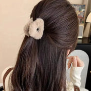CozyNook Plush Cat Ears Hair Clips 2 Pack Beige Duck Beak Clips for Women and Girls
