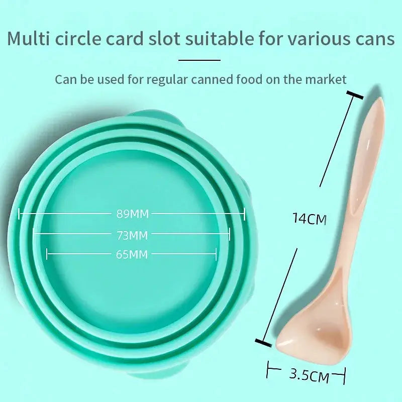 Portable Silicone 2-in-1 Pet Food Sealer Lid and Serving Spoon for Dogs and Cats Bowls