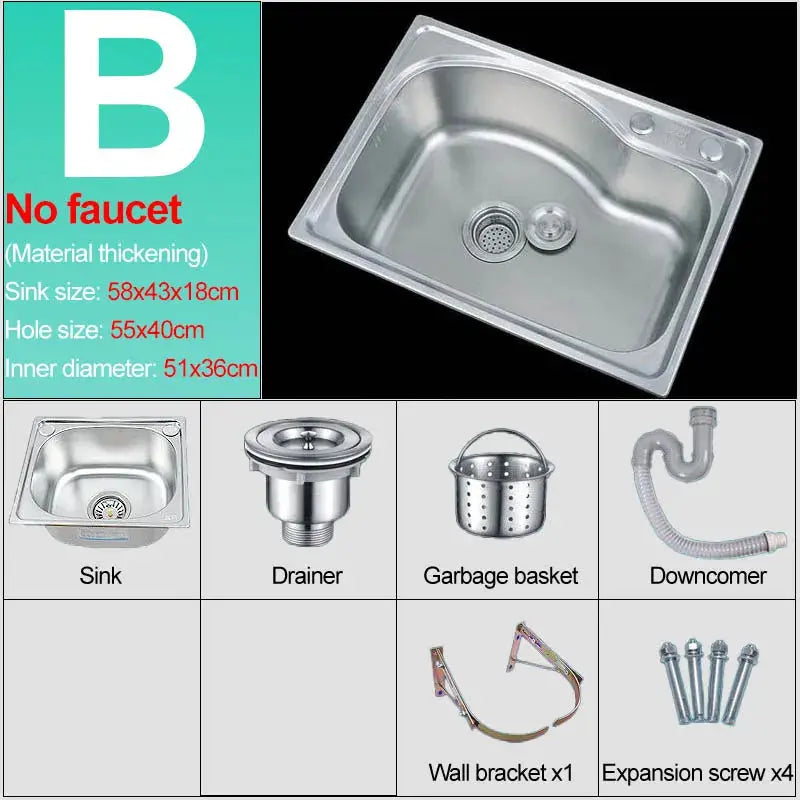 Wall-hung sink in 304 stainless steel by Simples Market with wall bracket