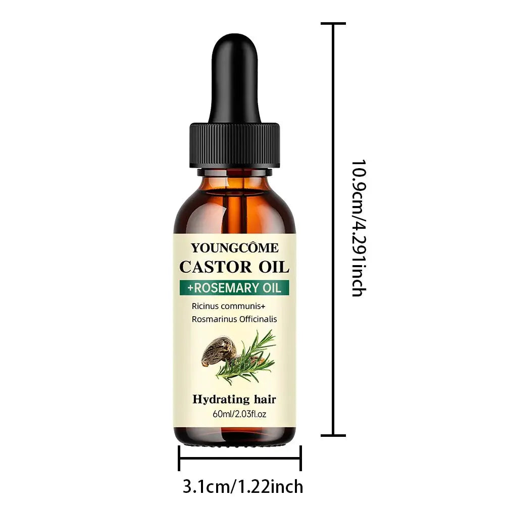 Castor Oil and Rosemary Oil Hair Growth Oil for Thicker Hair Shine and Reduced Hair Loss and Split Ends