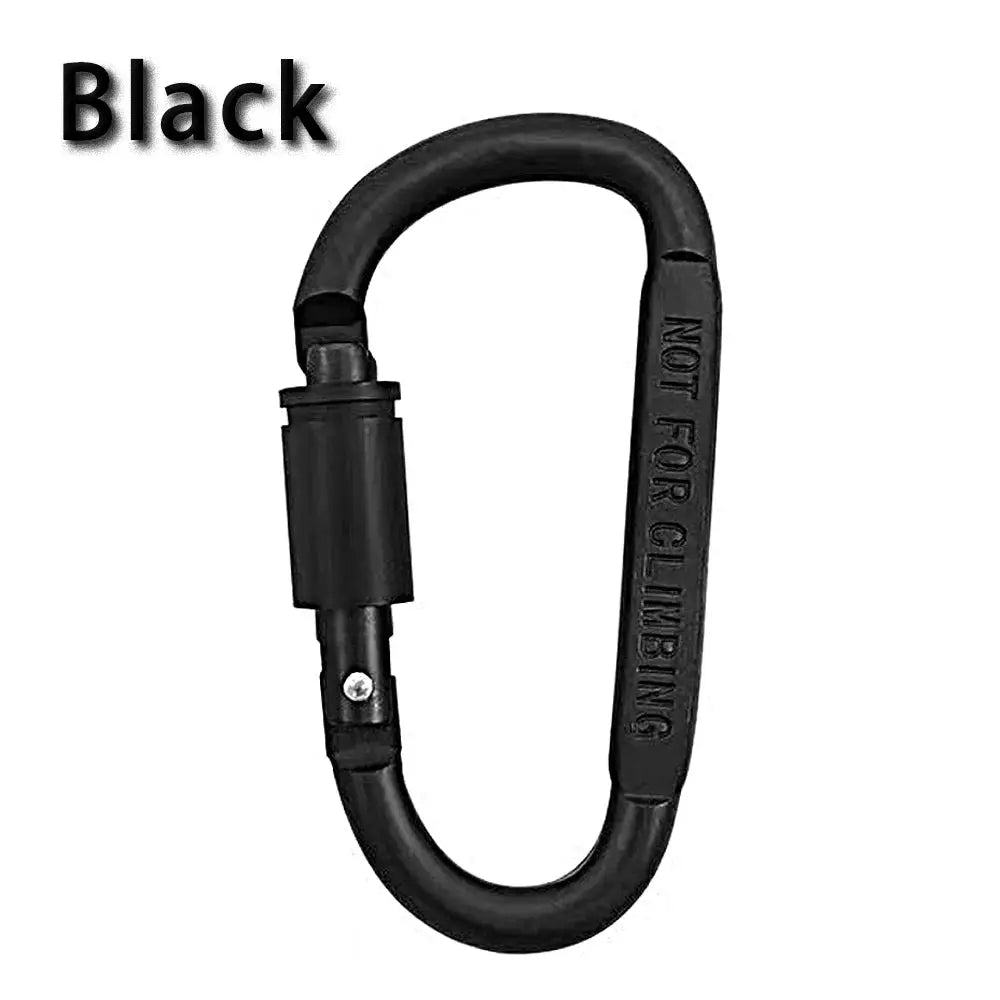 Carabiner by Simples Market, outdoor aluminium alloy locking D-shape, black for camping/hiking