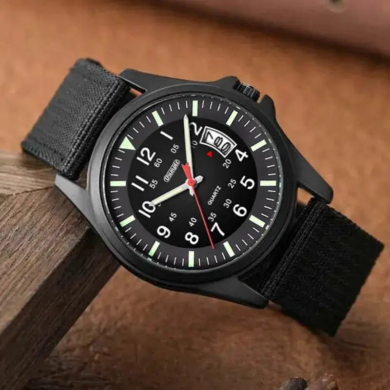 GlobalTime Men Nylon Military Quartz Wristwatch With Date Calendar Luxury Timepiece For Everyday Wear