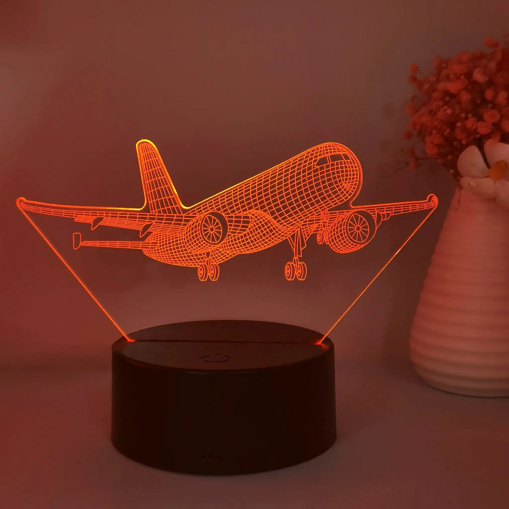 Simples Market 1pc aircraft model 3D night light, orange neon airplane USB-powered decorative lamp