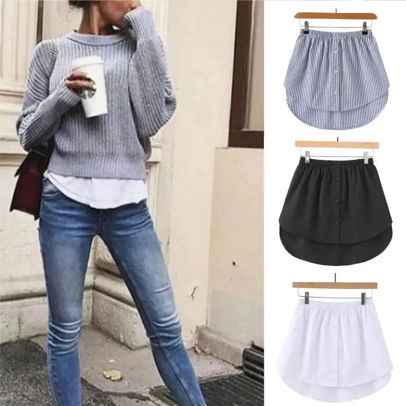 FlexiWear Adjustable Blouse Extender And Faux Top Layer Underskirt Comfortable Stretch Polyester For Easy Layering