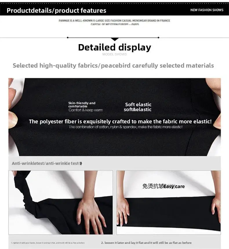Simples Market men's elastic waist dress pants, black, wrinkle-resistant slim-fit office chinos.