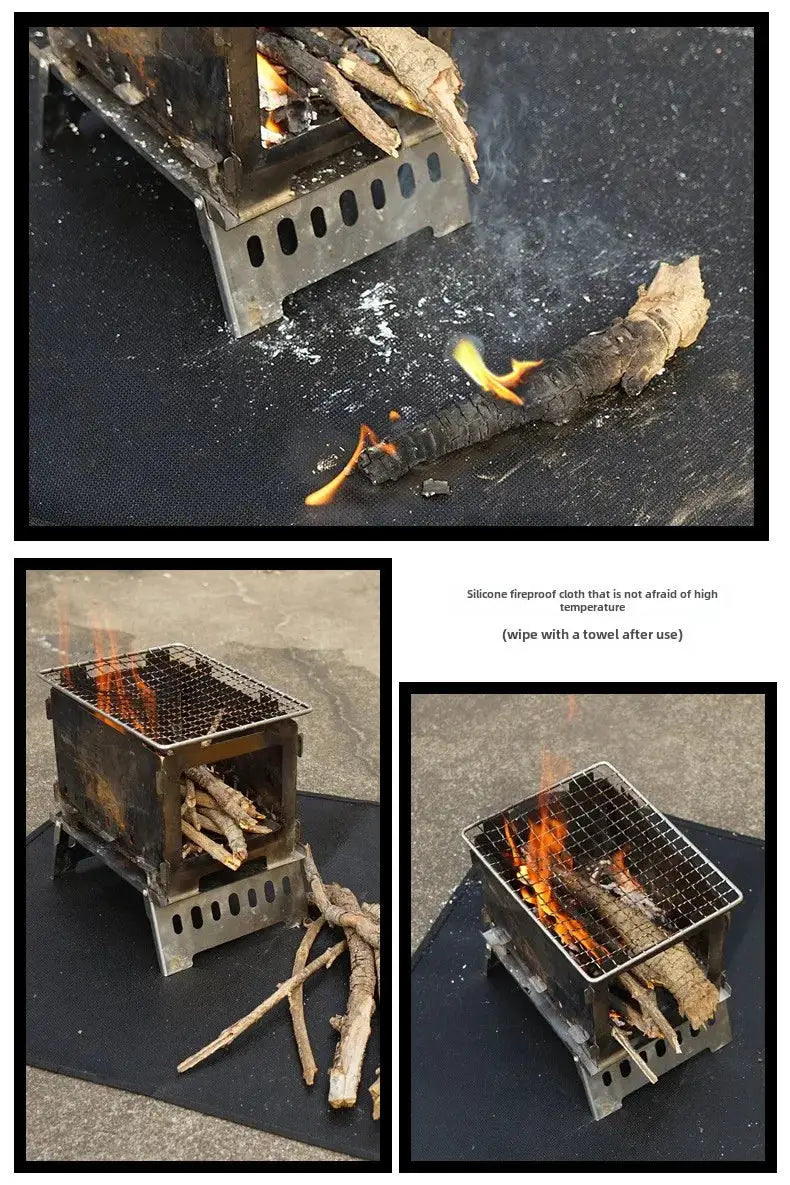 Simples Market fireproof fiberglass mat for outdoor camping; flame-retardant, high-temp insulation under grill