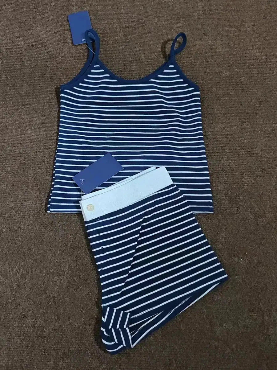 Strawberry Print Vest And Shorts Set For Women Eyelet Bow Tank Top