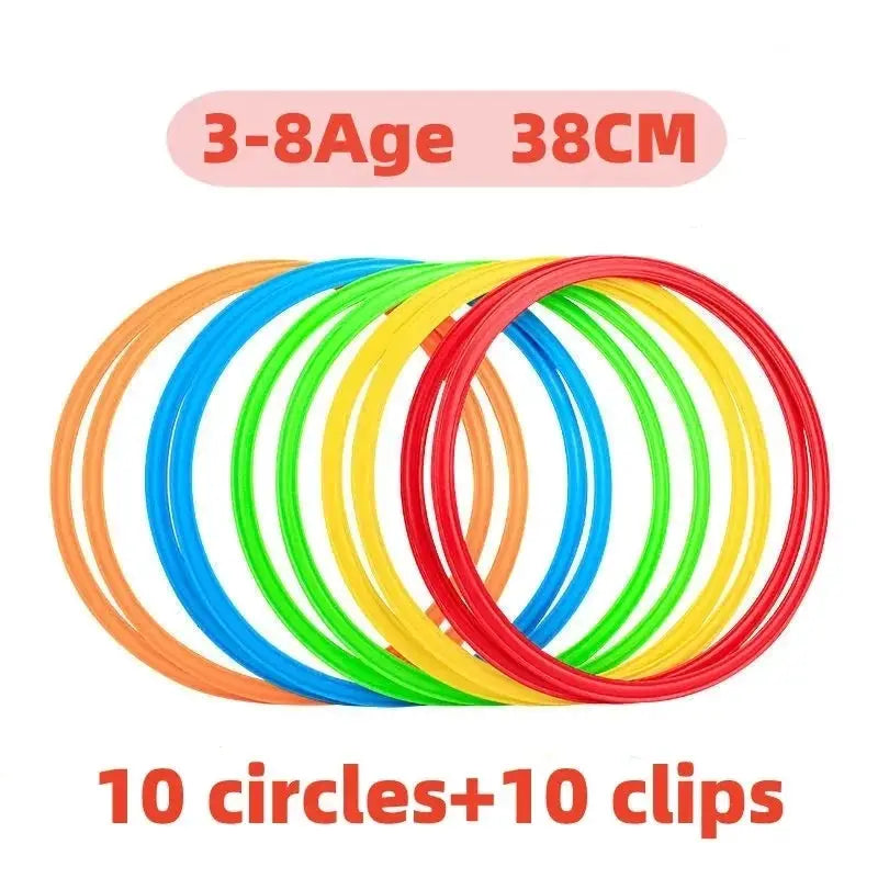 Outdoor Kids Lattice Jump Ring Set For Physical Training With 10 Hoops And 10 Connectors Park Play