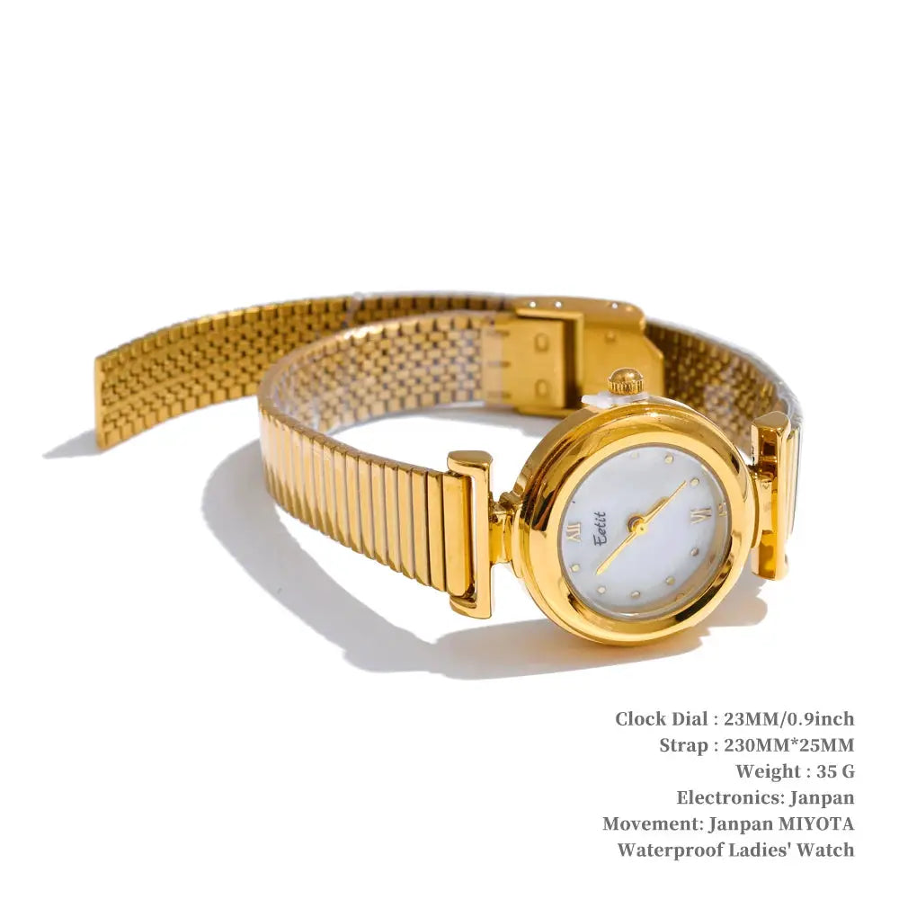 Yhpup Fashion Stainless Steel Ladies Watch With 18K Gold PVD Plating Japanese Movement 3 ATM Water Resistant