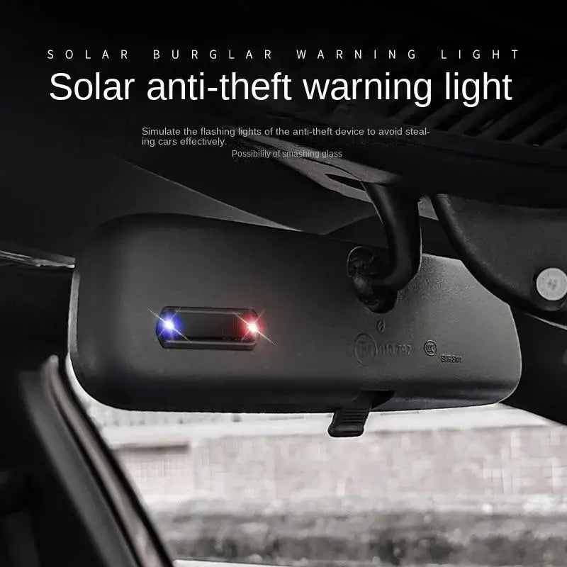 Car Solar Powered LED Warning Light Mini Wireless Simulated Anti Theft Strobe Lamp Night Security