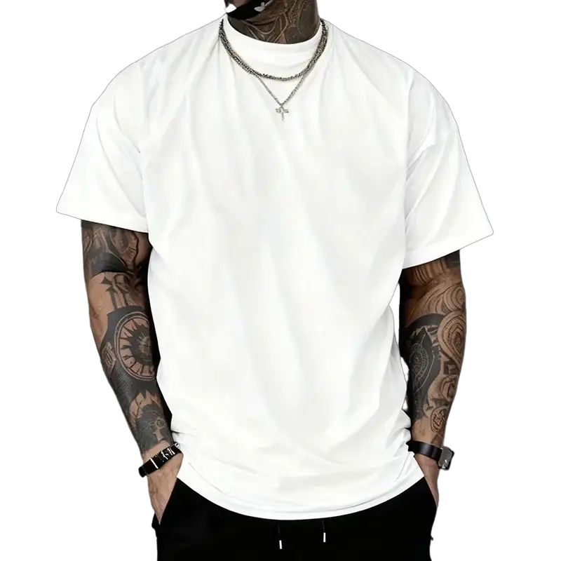 Men's T-shirt High Quality 100% Cotton Round Neck Short Sleeve Classic Black White Pure Color Tees Spring Summer Casual Cool Top