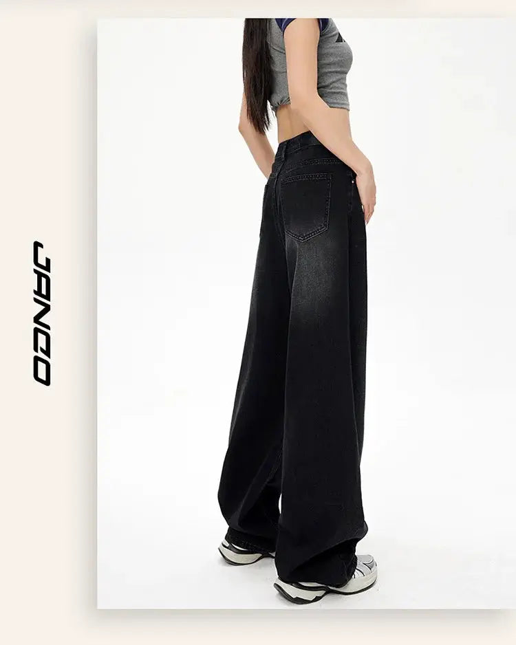 RetroY2K Style High Waist Jeans for Women Loose Fit Straight Leg Denim