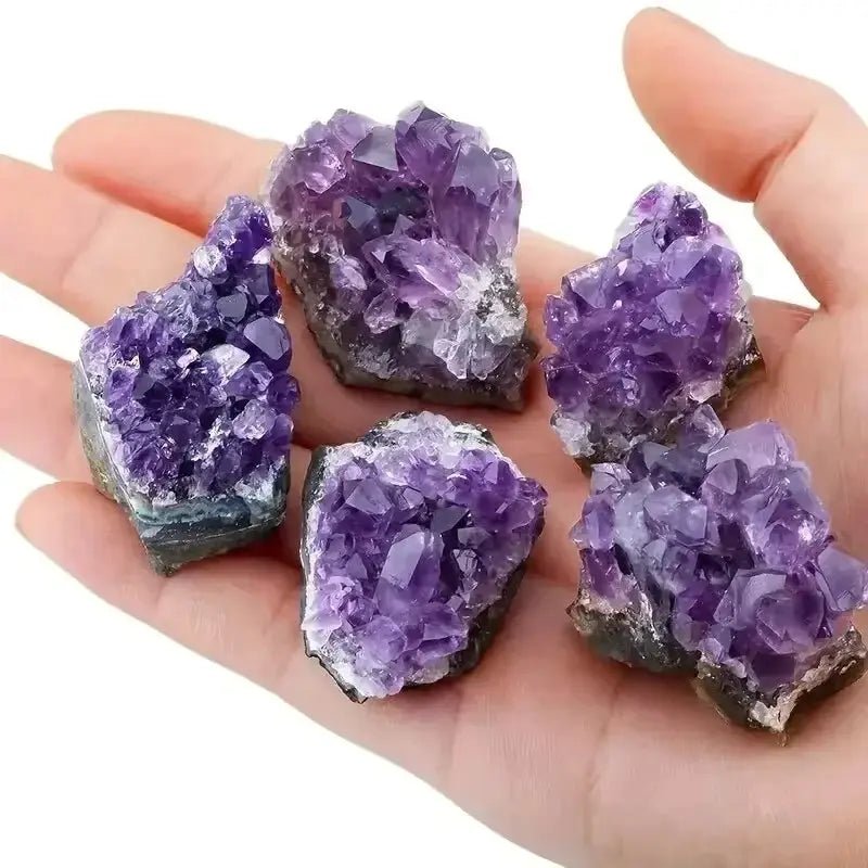 Natural Amethyst Geode Healing Crystal Carved Clusters Set Of Two For Home Decor - Simples Market