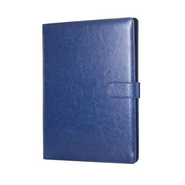 A4 conference folder by Simples Market, blue PU leather with strap closure