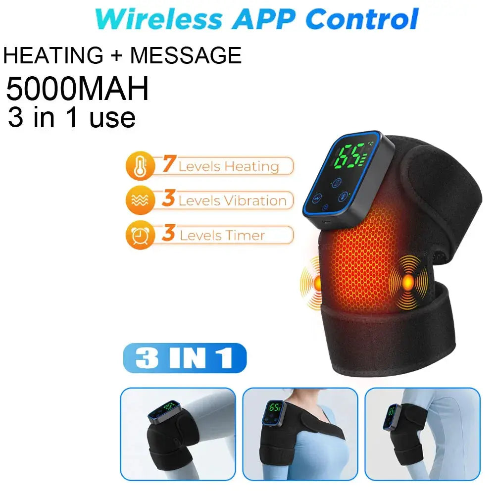 Simples Market knee massager with heating and vibration; 3-in-1 knee/leg wrap with blue digital controller