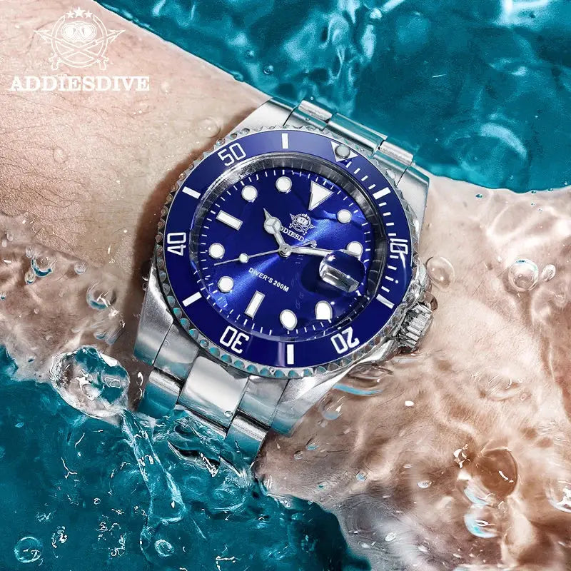 ADDIESDIVE Stainless Steel Watch Mens European American Business Leisure Quartz 200m Water Resistance