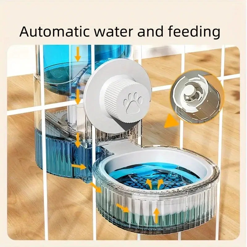 Simples Market hanging automatic pet feeder and water dispenser for cages with clear blue reservoir