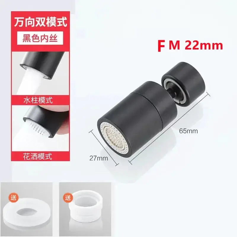 360 Degree Swivel Faucet Spray Head for Kitchen and Bathroom Dual Modes Water Saving Extension Aerator