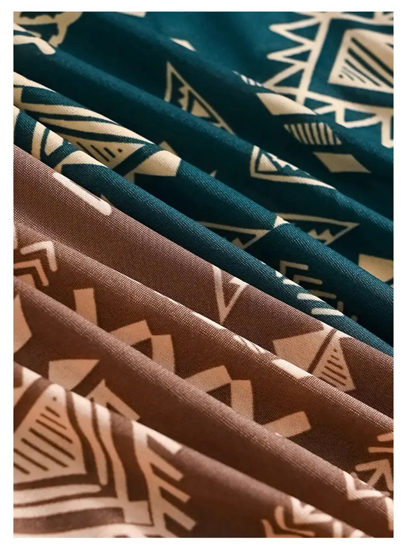Simples Market 3Pcs boxer shorts underwear set fabric swatches in teal, navy, and brown geometric prints