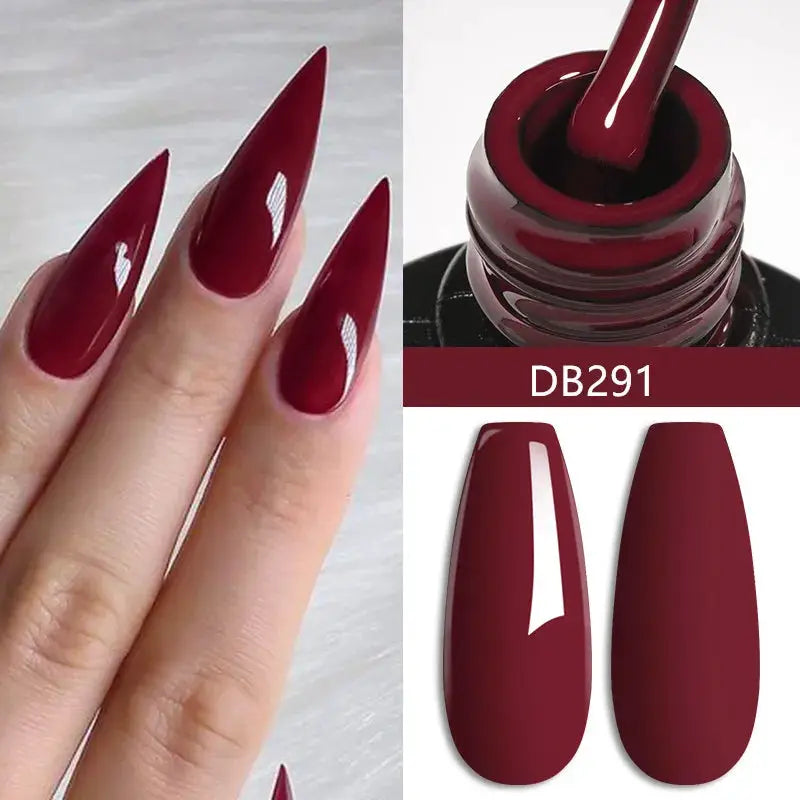 Gel nail polish set by Simples Market in burgundy red DB291, 2/6-piece kit