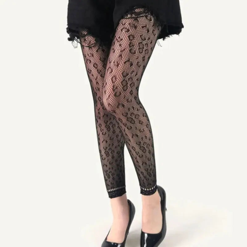 VogueWear See Through Nylon Fishnet Ankle Tights For Women With Striped Base Layer Pantyhose For Parties