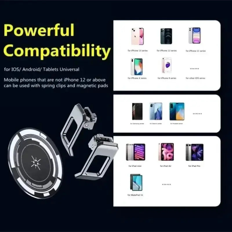 Mobile phone cooler 2-in-1 magnetic back-clip fan, silver finish, universal compatibility