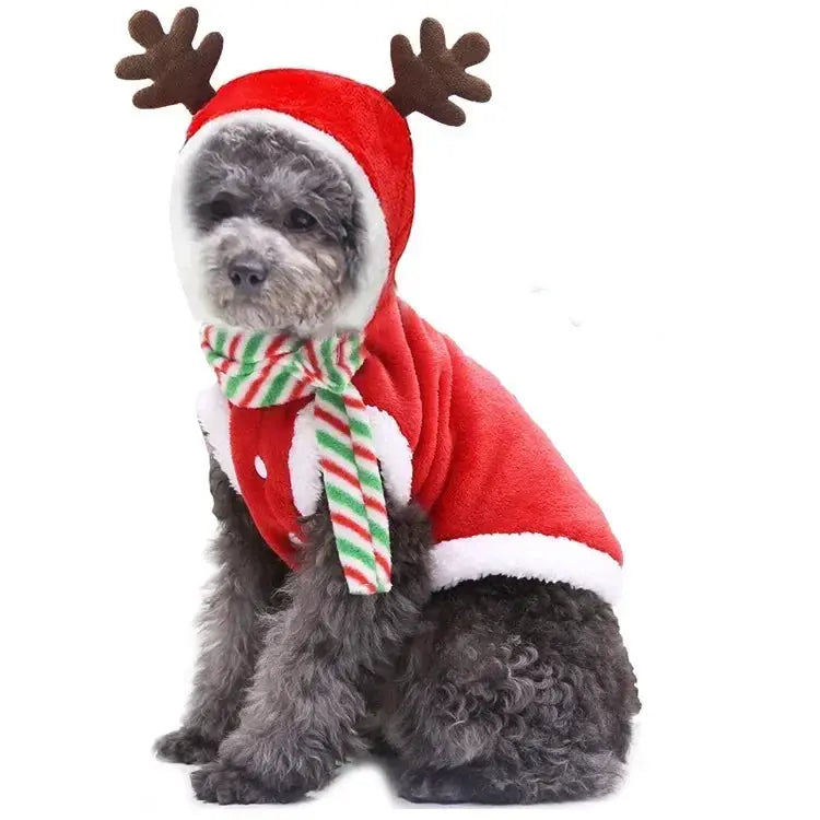 Dog Christmas Clothes Winter Warm Coat Hoodie For Small To Medium Dogs And Cats Elk And Santa Claus Prints Costume