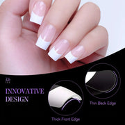 Armor Acrylic French False Nails 120 Piece Box Removable Mixed Size Press On Nails For Medium Length Square Full Cover