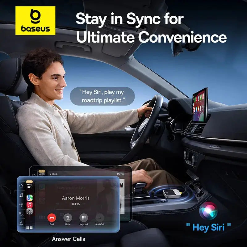 Baseus Wireless CarPlay Adapter for wired-to-wireless CarPlay in-car cockpit