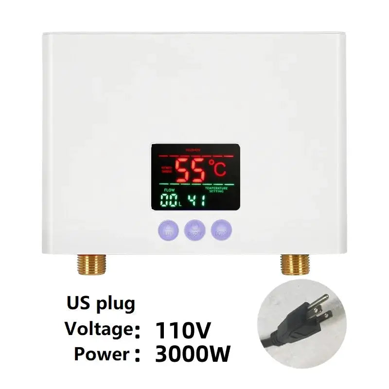 Kbxstart 110V to 220V Instant Wall Mounted Water Heater 3000W and 5500W for Bathroom and Kitchen
