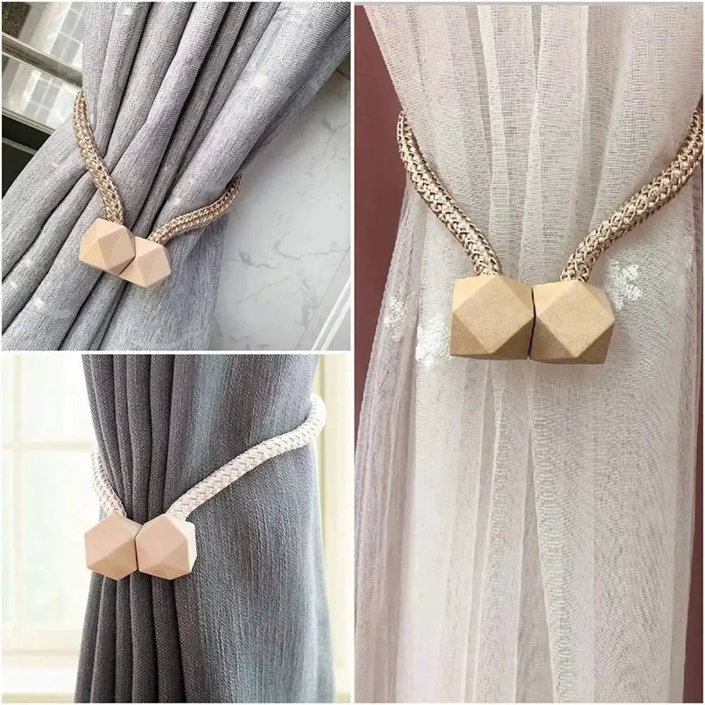 4 Pcs Curtain Tiebacks With Strong Magnets Thick Rope Design For Bedroom Living Room Kitchen Durable Plastic Home Decor - Simples Market