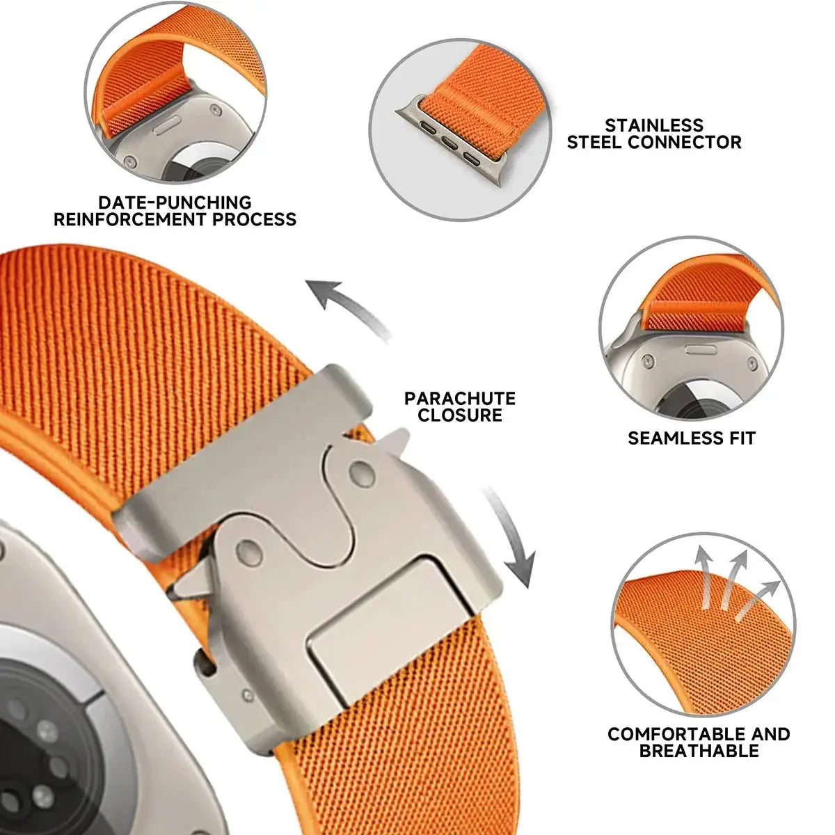 Parachute Nylon Strap for Apple Watch Band 46mm Ultra 3 2 49mm 44mm 42mm 40mm 45mm 41mm Bracelet IWatch Series 11 10 9 8 7 6 SE