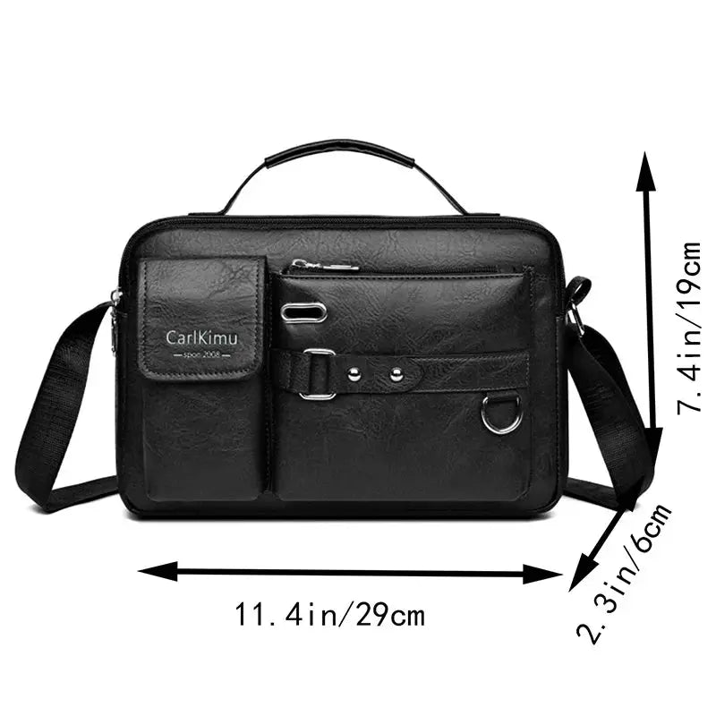 UrbanTrail Retro Messenger Bag Waterproof PU Design Large Capacity Laptop Briefcase for Men